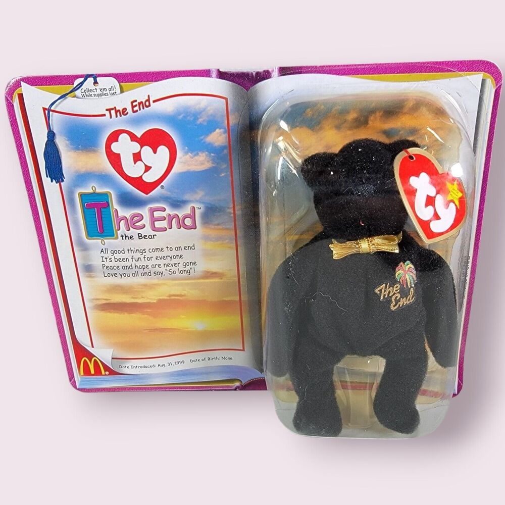 TY Teenie Beanie Baby 1999 Retired The End Bear McDonalds Sealed Black Bear